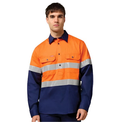 Hard Yakka Y04615 Core HiVis Long Sleeve Heavyweight Closed Front Taped Shirt