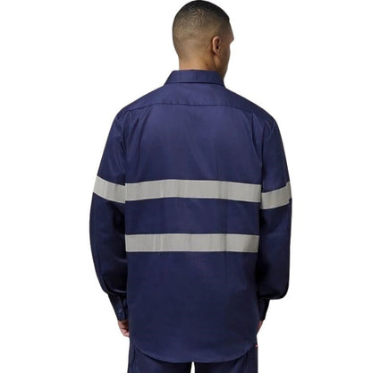 Hard Yakka Y07227 Hi Vis Cotton Drill Long Sleeve Taped Shirt