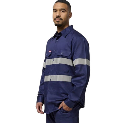 Hard Yakka Y07227 Hi Vis Cotton Drill Long Sleeve Taped Shirt