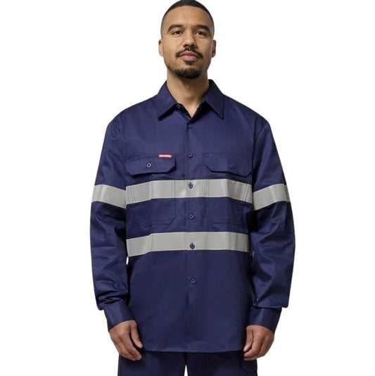 Hard Yakka Y07227 Hi Vis Cotton Drill Long Sleeve Taped Shirt