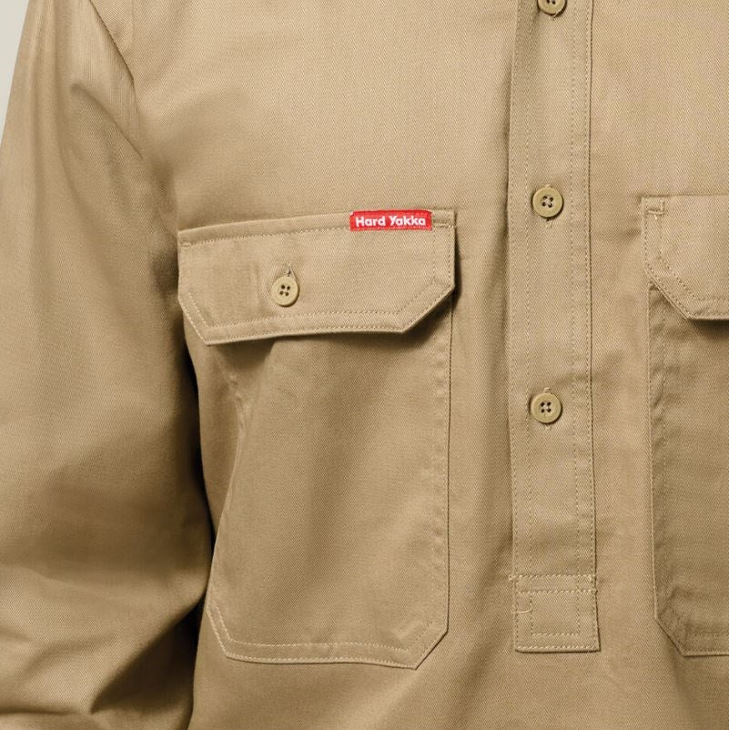Hard Yakka Y07530 Long Sleeve Closed Front Cotton Drill Work Shirt
