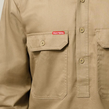 Hard Yakka Y07530 Long Sleeve Closed Front Cotton Drill Work Shirt
