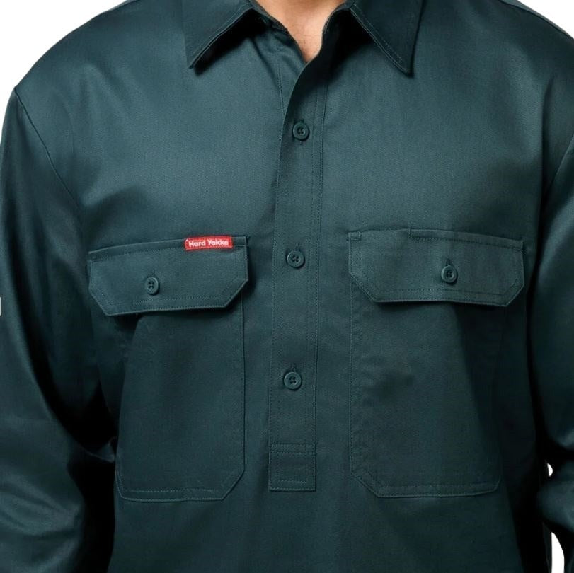 Hard Yakka Y07530 Long Sleeve Closed Front Cotton Drill Work Shirt