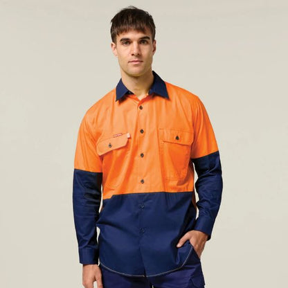Hard Yakka Y07558 Koolgear Hi-Vis 2 Tone Vented Long Sleeve Shirt