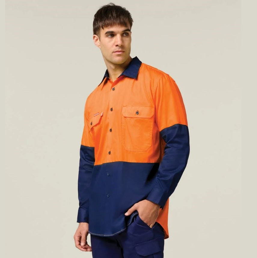 Hard Yakka Y07558 Koolgear Hi-Vis 2 Tone Vented Long Sleeve Shirt