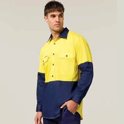 Hard Yakka Y07558 Koolgear Hi-Vis 2 Tone Vented Long Sleeve Shirt