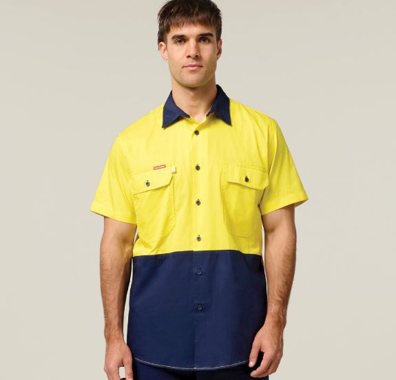 Hard Yakka Y07559 Koolgear Hi-Vis 2 Tone Vented Short Sleeve Shirt