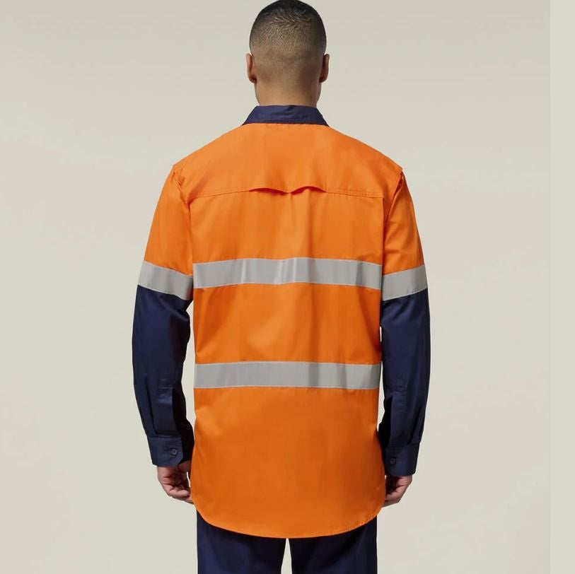 Hard Yakka Y07978 Koolgear Hi-Vis 2 Tone Vented Long Sleeve Cotton Shirt