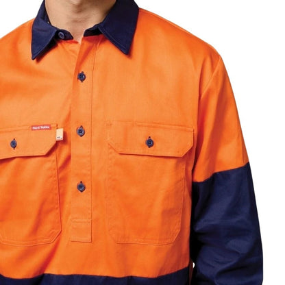 Hard Yakka Y07984 HiVis Cotton Drill Closed Front L/S Shirt