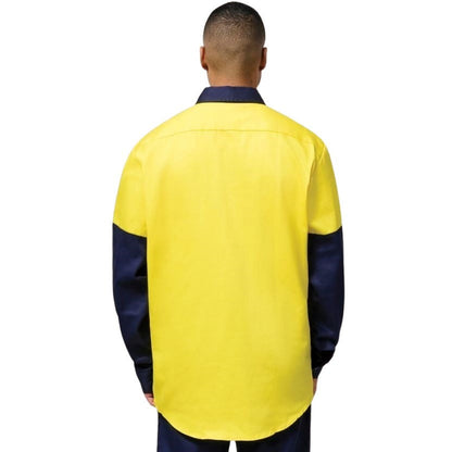 Hard Yakka Y07984 HiVis Cotton Drill Closed Front L/S Shirt