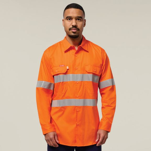 Hard Yakka Y07996 Koolgear Hi-Vis Tape Vented Cotton Twill Shirt