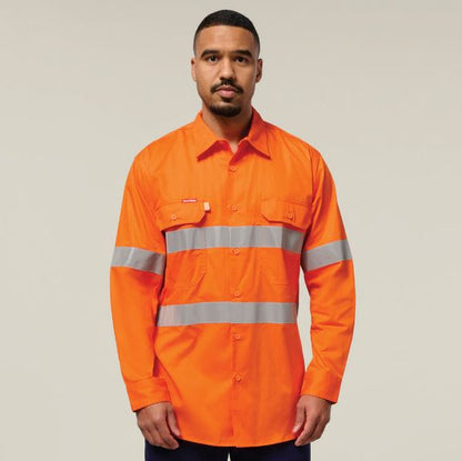 Hard Yakka Y07996 Koolgear Hi-Vis Tape Vented Cotton Twill Shirt