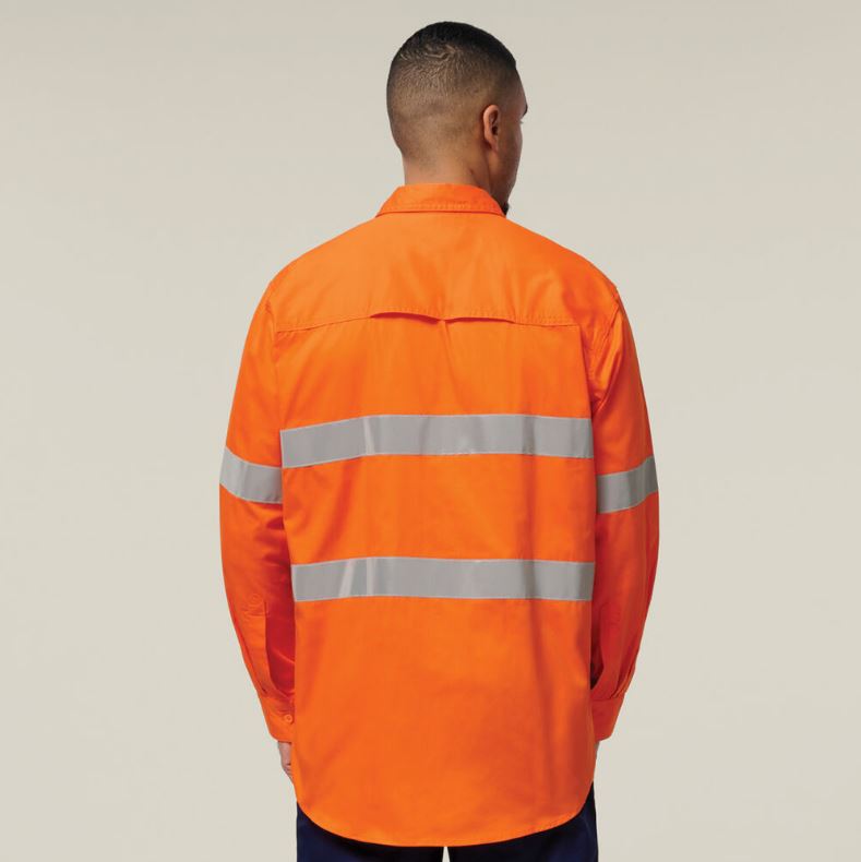 Hard Yakka Y07996 Koolgear Hi-Vis Tape Vented Cotton Twill Shirt