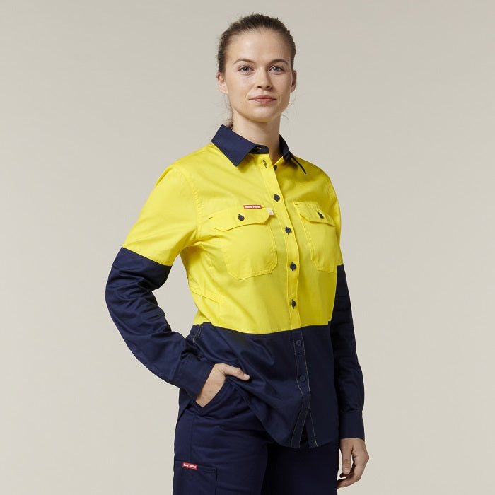 Hard Yakka Y08225 Womens Koolgear HiVis Ventilated L/S Shirt