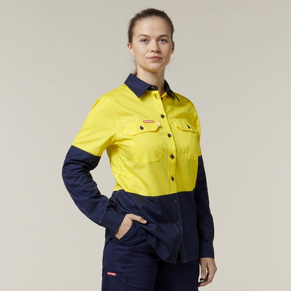 Hard Yakka Y08225 Womens Koolgear HiVis Ventilated L/S Shirt