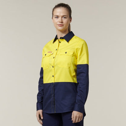 Hard Yakka Y08225 Womens Koolgear HiVis Ventilated L/S Shirt