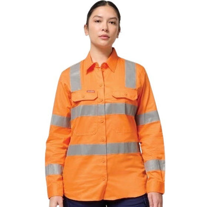Hard Yakka Y08421 Women's Foundations Biomotion HiVis Taped Long Sleeve Shirt
