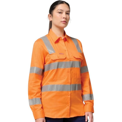 Hard Yakka Y08421 Women's Foundations Biomotion HiVis Taped Long Sleeve Shirt