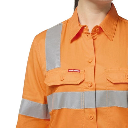 Hard Yakka Y08421 Women's Foundations Biomotion HiVis Taped Long Sleeve Shirt