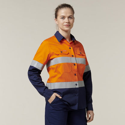 Hard Yakka Y08805 Core Womens HiVis Lightweight 2Tone Taped Shirt