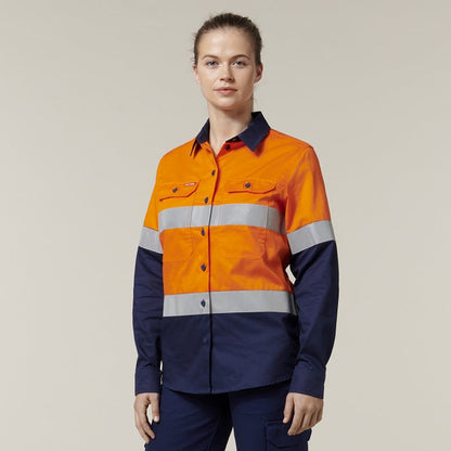 Hard Yakka Y08805 Core Womens HiVis Lightweight 2Tone Taped Shirt