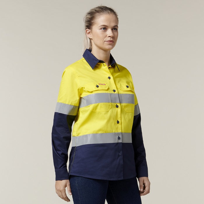 Hard Yakka Y08805 Core Womens HiVis Lightweight 2Tone Taped Shirt