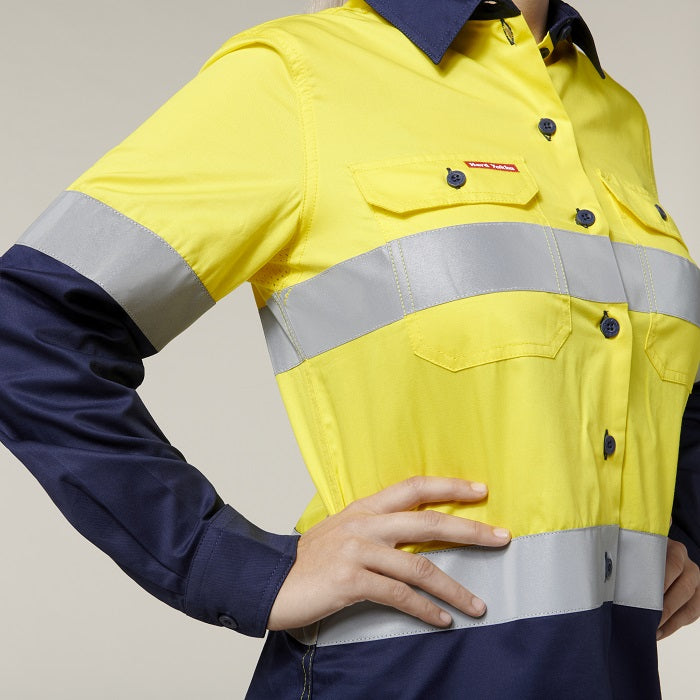 Hard Yakka Y08805 Core Womens HiVis Lightweight 2Tone Taped Shirt