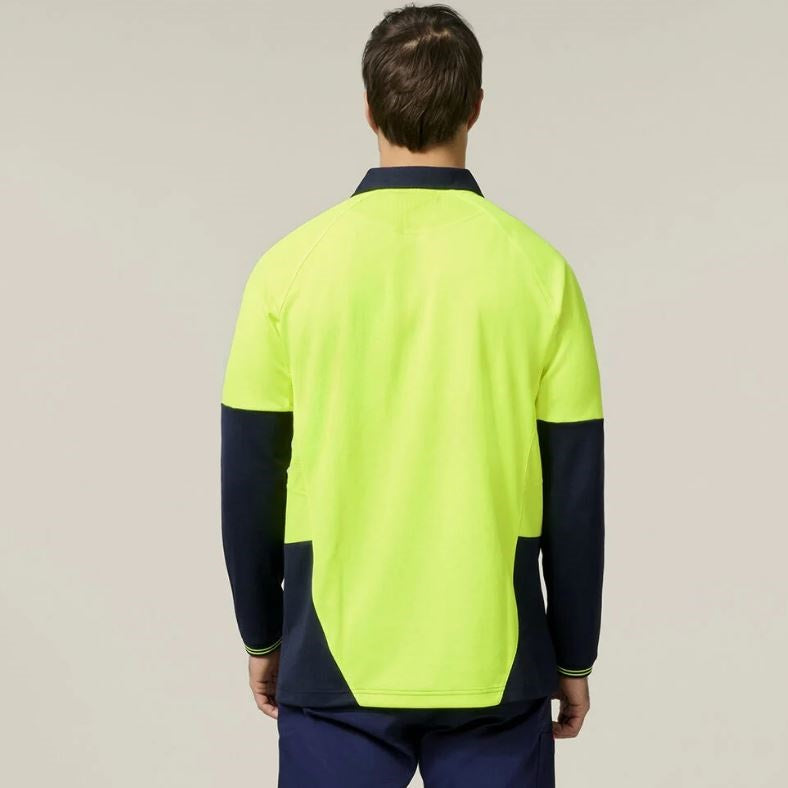 Hard Yakka Y11389 Koolgear HiVisibility Two Tone Long Sleeve Ventilated Polo