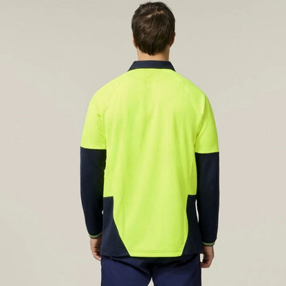 Hard Yakka Y11389 Koolgear HiVisibility Two Tone Long Sleeve Ventilated Polo