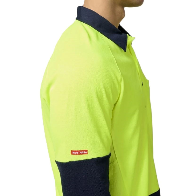 Hard Yakka Y11389 Koolgear HiVisibility 2-Tone Long Sleeve Ventilated Polo
