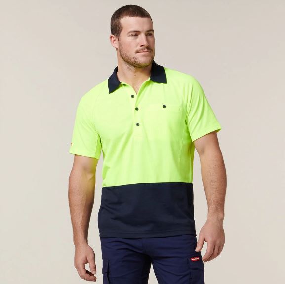 Hard Yakka Y11396 Koolgear HiVisibility Two Tone Short Sleeve Ventilated Polo