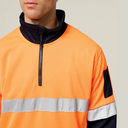 Hard Yakka Y19270 HiVis 2Tone 1/4 Zip Brushed Fleece Taped Jumper