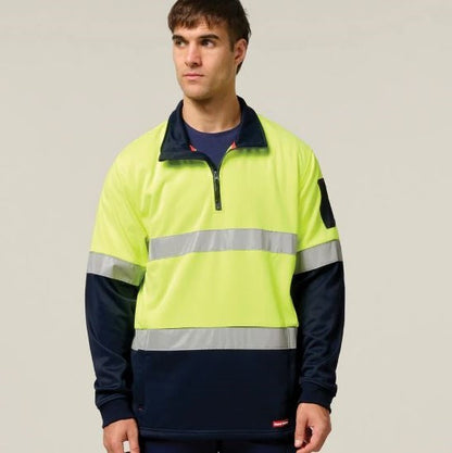 Hard Yakka Y19270 HiVis 2Tone 1/4 Zip Brushed Fleece Taped Jumper