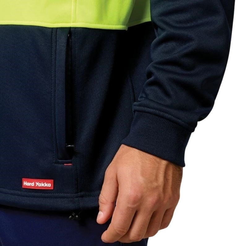 Hard Yakka Y19330 Hivis 2-Tone 1/4 Zip Brushed Fleece Jumper