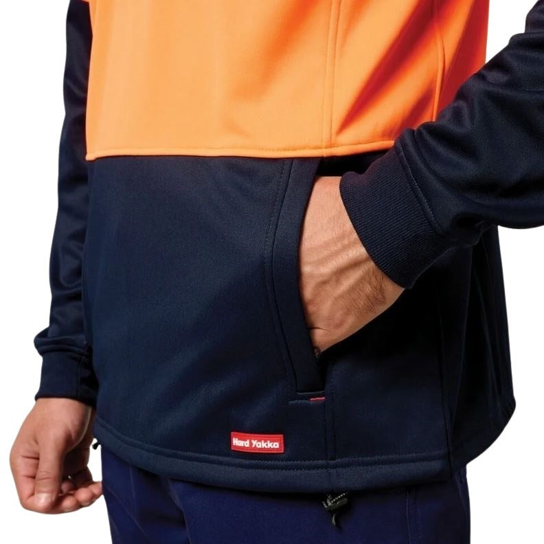 Hard Yakka Y19330 Hivis 2-Tone 1/4 Zip Brushed Fleece Jumper
