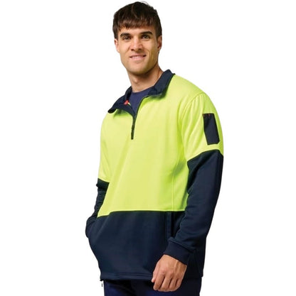 Hard Yakka Y19330 Hivis 2-Tone 1/4 Zip Brushed Fleece Jumper