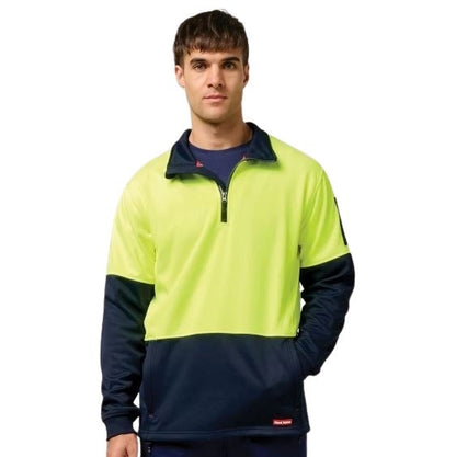 Hard Yakka Y19330 Hivis 2-Tone 1/4 Zip Brushed Fleece Jumper