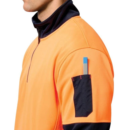 Hard Yakka Y19330 Hivis 2-Tone 1/4 Zip Brushed Fleece Jumper