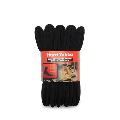 Hard Yakka Y20012 Core Cotton Rich Padded Quarter Crew Sock 5PK