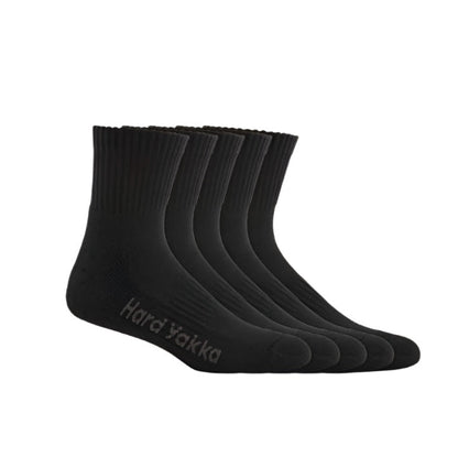 Hard Yakka Y20012 Core Cotton Rich Padded Quarter Crew Sock 5PK