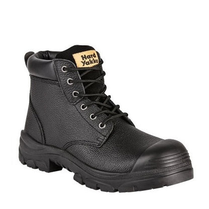 Black work boot with brand logo on a white background