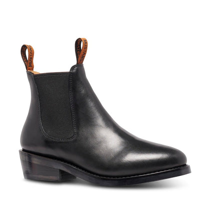 Black elastic sided Mustang Signature Y61064 Womens Pull Up Leather Non Safety Boots