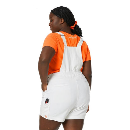 Womens colour White work shortalls Zadie workwear - Back view