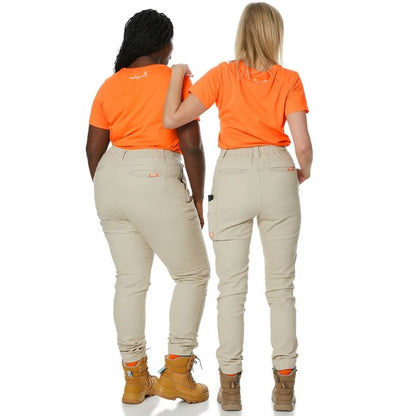Z01P Womens Work Pants Stone - Back view together