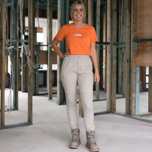 Z01P Womens Work Pants Stone - Front view