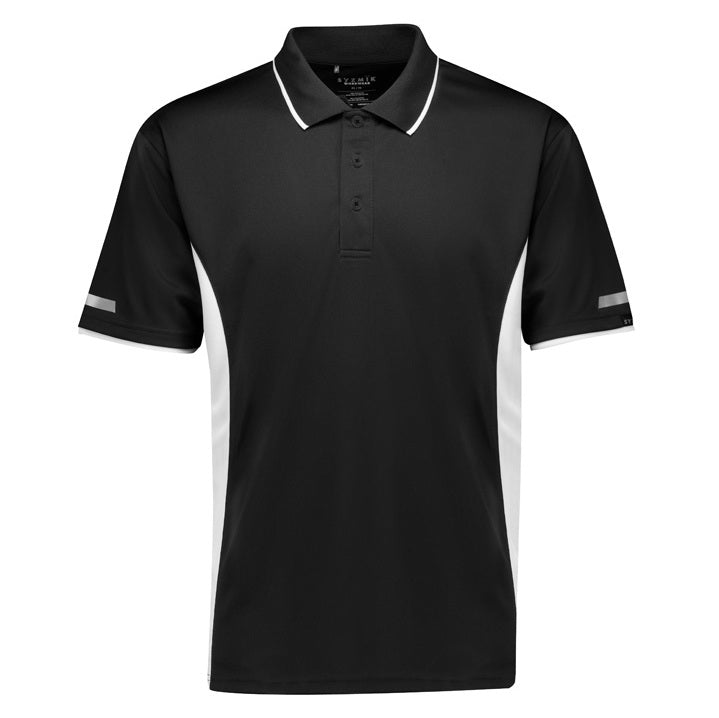Syzmik ZH145 Mens Striker Short Sleeve Polo - Black/White - Front View