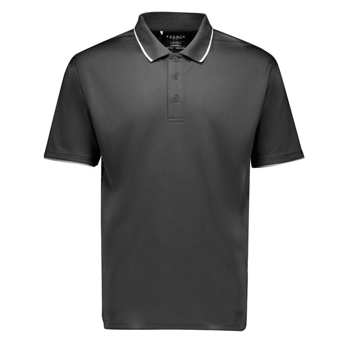 Syzmik ZH165 Mens Spark Short Sleeve Polo - Charcoal/White - Front View