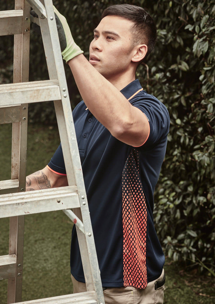 Syzmik ZH165 Mens Spark Short Sleeve Polo - Navy/Orange - Lifestyle