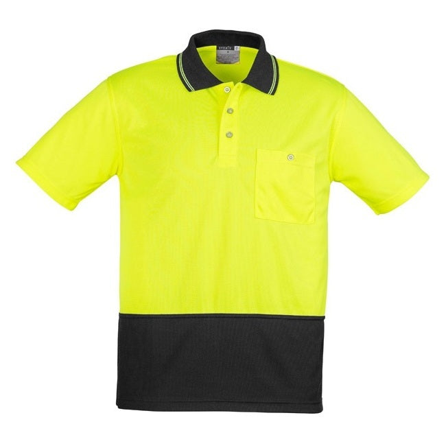 Syzmik ZH231 Unisex HiVis Basic Spliced Short Sleeve Polo - Yellow/Black - Front View