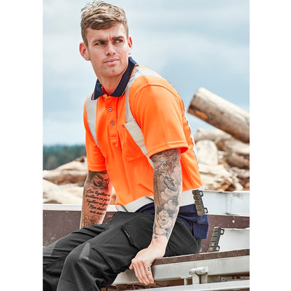 Syzmik ZH233 Mens HiVis Spliced Short Sleeve Polo Shoulder Tape